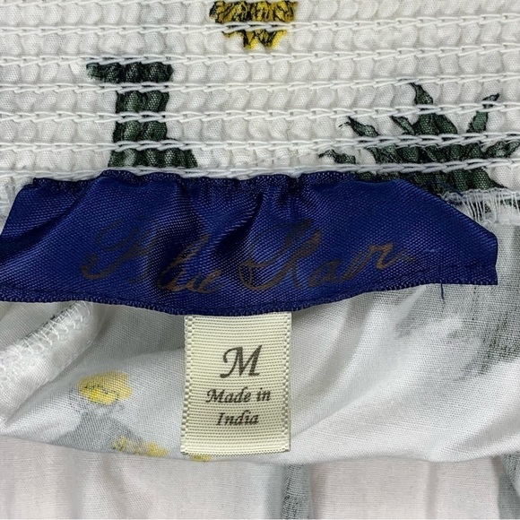 Cactus Print Ruffle Short Sleeve Off Shoulder Top Medium Blue Rain Western - Picture 7 of 11